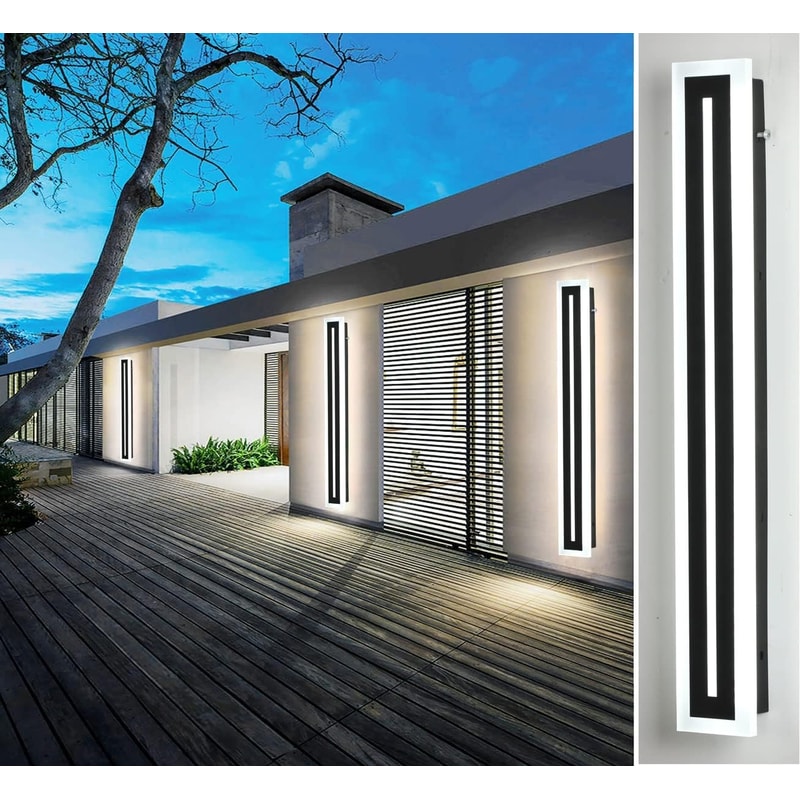 Modern LED Wall Lighting Fixture Outdoor Long Strip Sconce Frosted White Acrylic Wall Lamp IP67 Wat 1