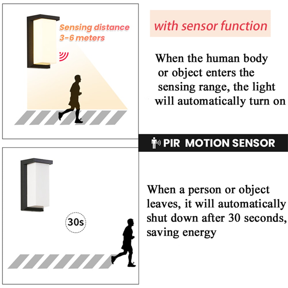 Waterproof LED Outdoor Wall Light Motion Sensor Outdoor Lighting Porch Lights For Balcony Garden St 3