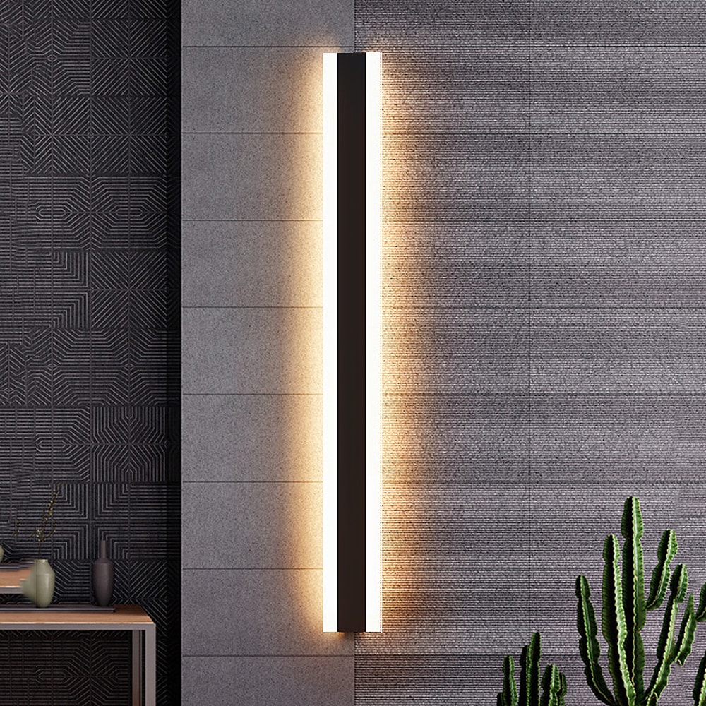 Aluminum Modern Waterproof Outdoor Long Strip LED Wall Lamp Garden Porch Sconce Light Stylish Outdo 5