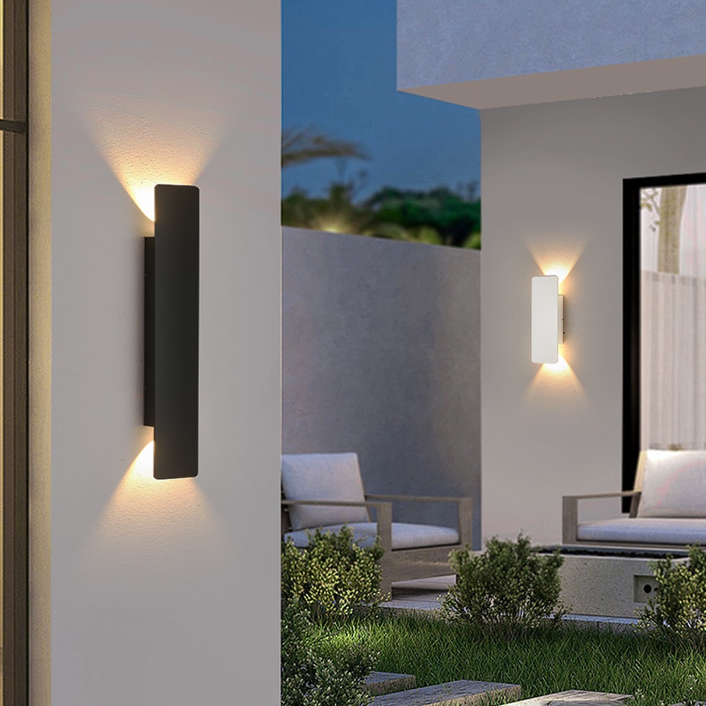 Waterproof Outdoor Wall Lamp Modern LED Lamp In Black White Aluminum Up Lower Light Durable Wall F 1