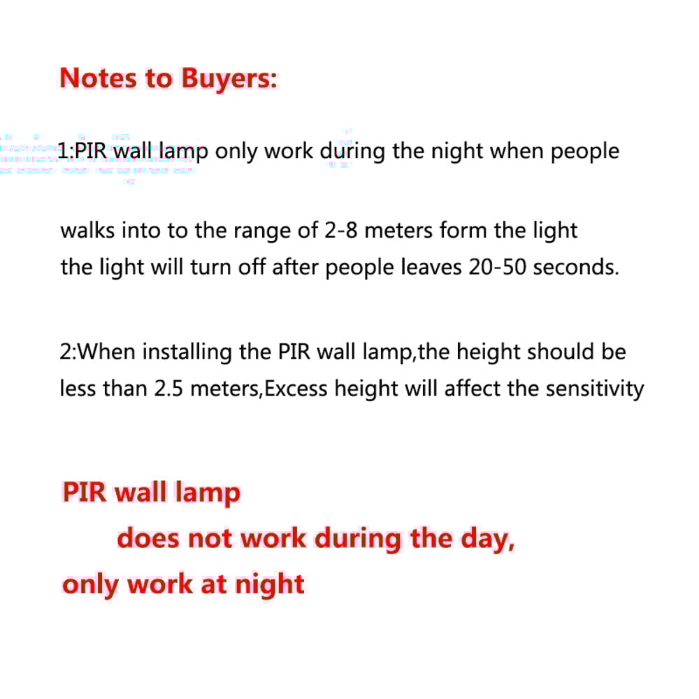 PIR Sensor LED Outdoor Waterproof Wall Lamp Aluminum Wall Light For Indoor Bedroom Living Room Mode 4
