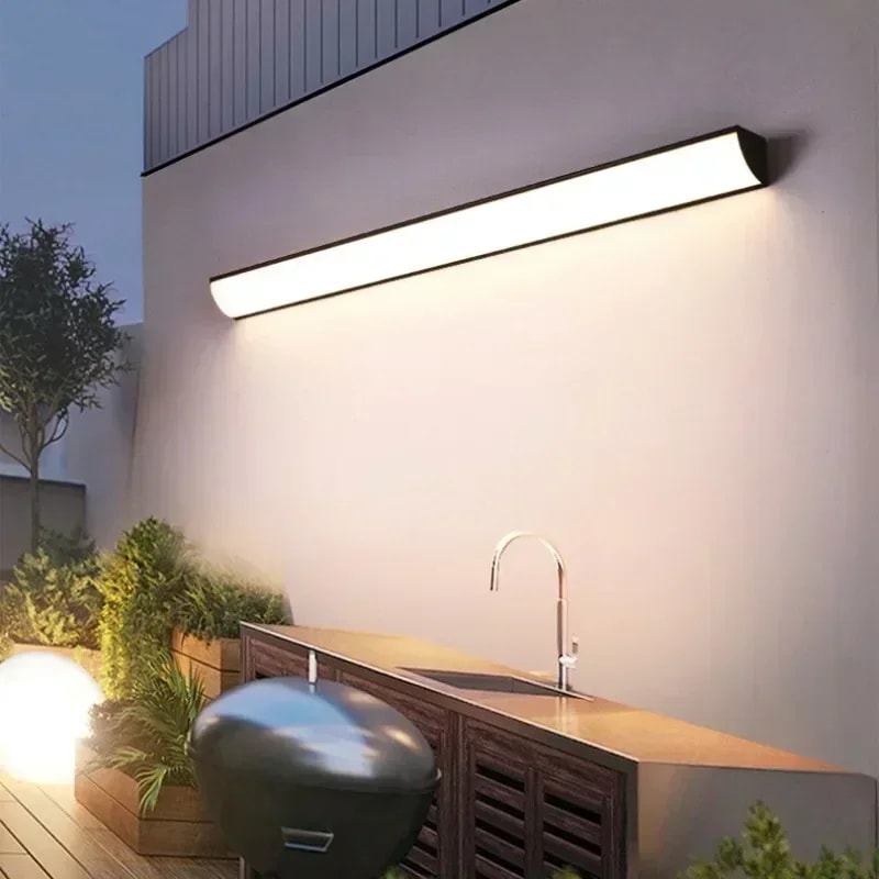 Waterproof Outdoor Wall Lights Minimalist Long Strip Wall Lamp Motion Sensor Garden Villa Porch Lig 1