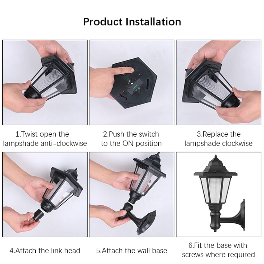 Outdoor LED Landscape Lighting Retro Solar Wall Lights Waterproof Hexagonal Lamp Fence Light For Co 4