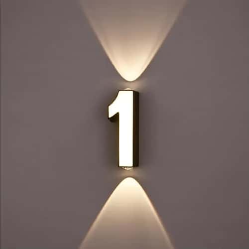 Waterproof LED Wall Lamp, Digit Number Display, Modern Minimalism Style for Porch, Garden, Indoor & Outdoor Aluminum