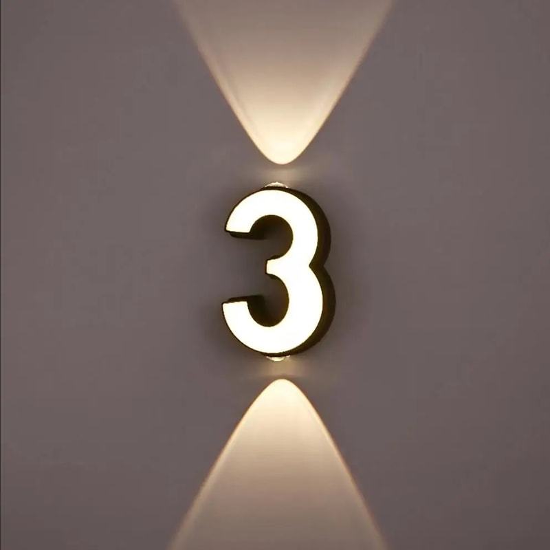 Waterproof LED Wall Lamp Digit Number Display Modern Minimalism Style For Porch Garden Indoor Outd 2