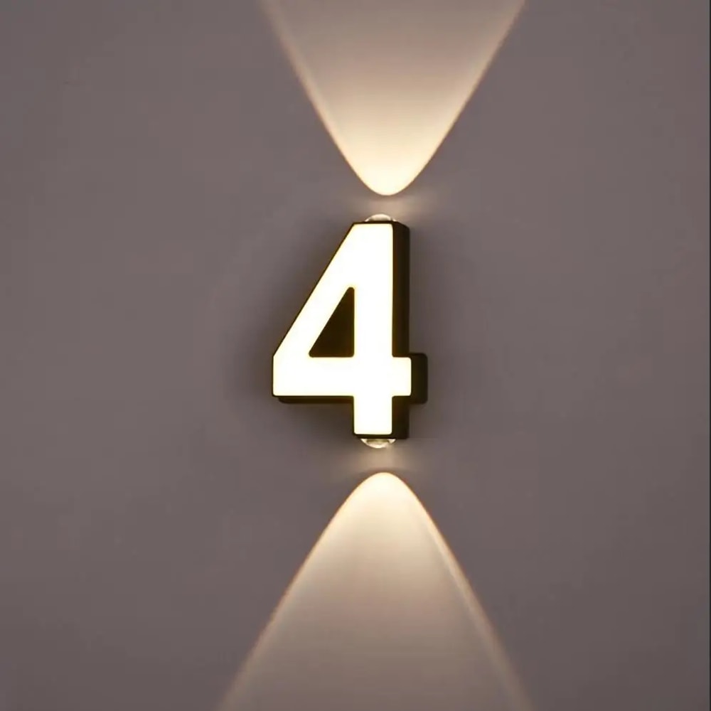 Waterproof LED Wall Lamp Digit Number Display Modern Minimalism Style For Porch Garden Indoor Outd 3