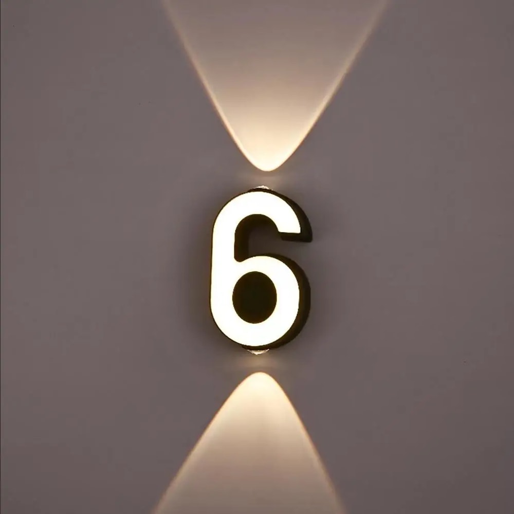 Waterproof LED Wall Lamp Digit Number Display Modern Minimalism Style For Porch Garden Indoor Outd 5