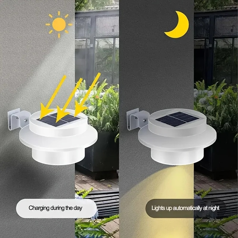 Waterproof Solar Gutter Lights Solar Charge Porch Wall Fixtures Outdoor Pathway Fence Illumination 3