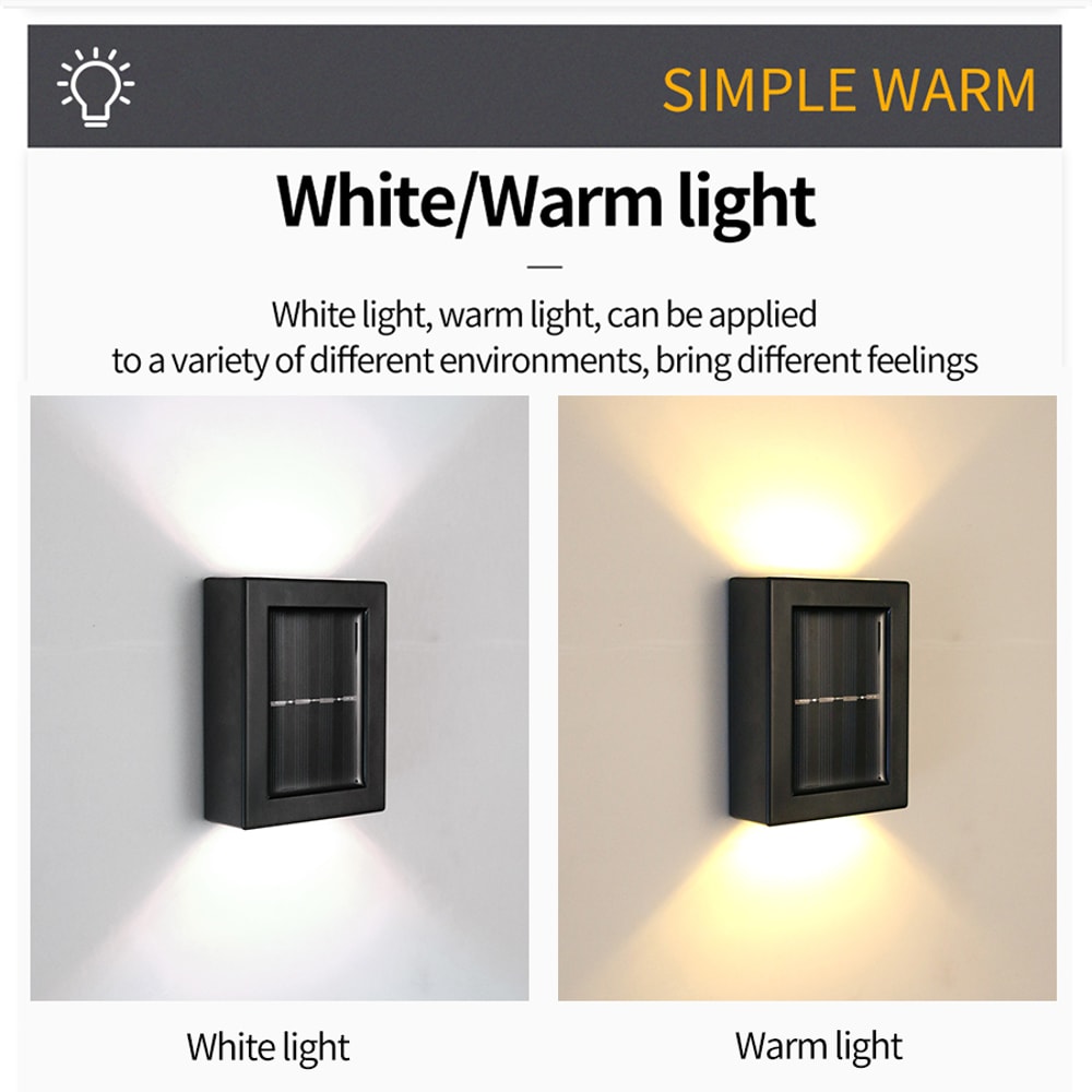 Solar Powered Sunlight Waterproof, Solar Up and Down Spot Lights, Outdoor Street Wall Light Lamp for Garden Decor