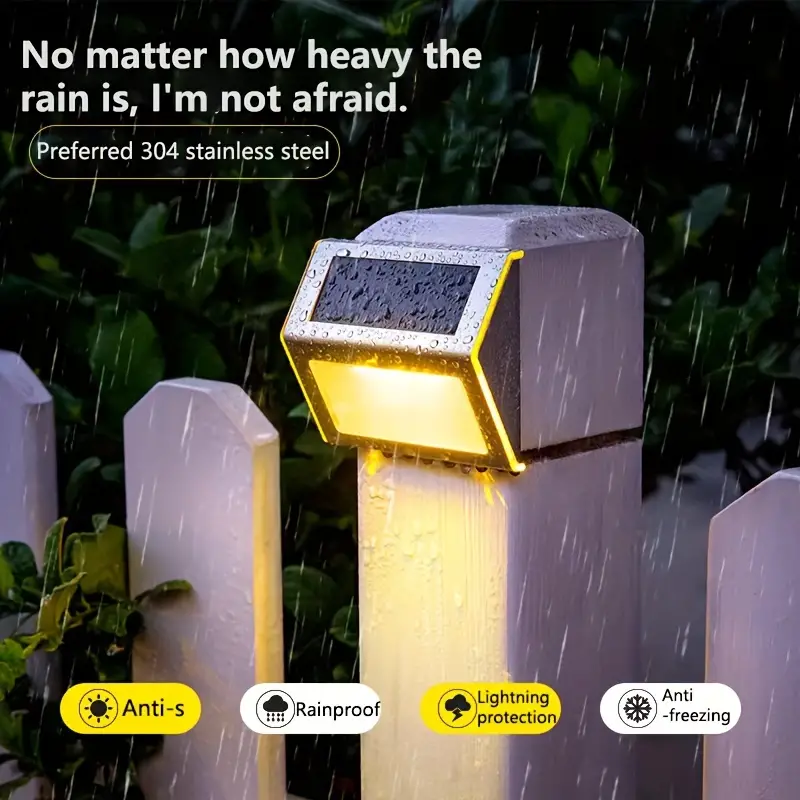 Outdoor LED Solar Stainless Steel Staircase Step Fence Guardrail Wall Light For Garden Courtyard At 2