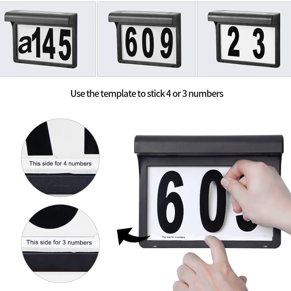 Waterproof Outdoor Wall Light, LED Solar House Number Light, Wireless Sunpower Garden Lamp, Decorative Address Sign