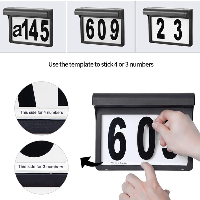 Waterproof Outdoor Wall Light, LED Solar House Number Light, Wireless Sunpower Garden Lamp, Decorative Address Sign