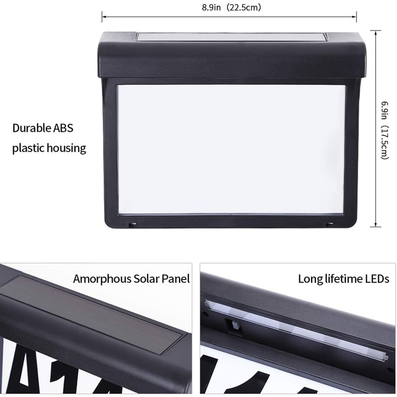 Waterproof Outdoor Wall Light, LED Solar House Number Light, Wireless Sunpower Garden Lamp, Decorative Address Sign