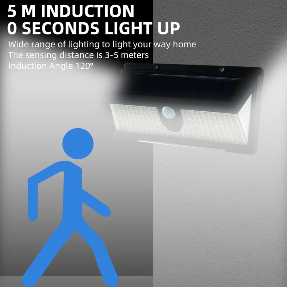 Solar Wall Light With Red And Blue Warning Light Human Sensor Waterproof Garden Light For Outdoors 2