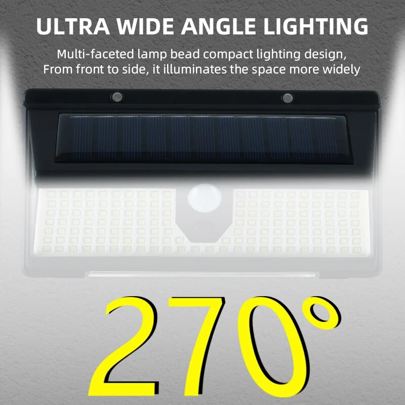 Solar Wall Light With Red And Blue Warning Light Human Sensor Waterproof Garden Light For Outdoors 3