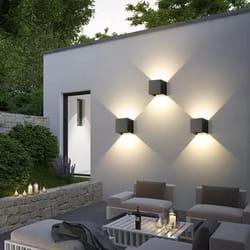 square white black gray modern outdoor waterproof wall lamp, aluminum, exterior garage porch wall light
