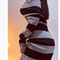 Women Striped Mini Bodycon Dress Off Shoulder BoatNeck Long Sleeve Wrapped Hip Party Dress For Spri 0