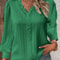 Chic Women Shirt Elegant Summer Hollow Lace Patchwork Blouse V Neck Long Sleeve Shirt Plain Lace Ca 1