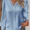 Chic Women Shirt Elegant Summer Hollow Lace Patchwork Blouse V Neck Long Sleeve Shirt Plain Lace Ca 2