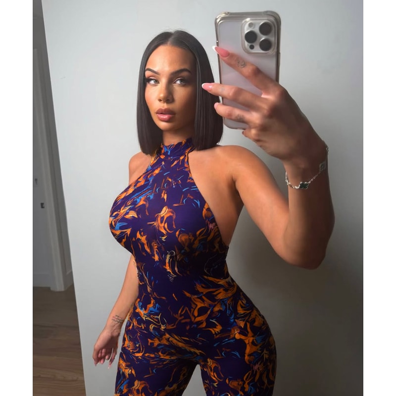 Attractive Sisterlinda Backless Playsuits Slim Fit Mesh Rompers Summer Halter Sleeveless Clubwear F 5