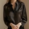 Casual Elegant Satin Long Sleeved Shirt For Office Summer Trend Fashion Womens Shirts And Blouses S 5