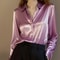 Casual Elegant Satin Long Sleeved Shirt For Office Summer Trend Fashion Womens Shirts And Blouses S 3