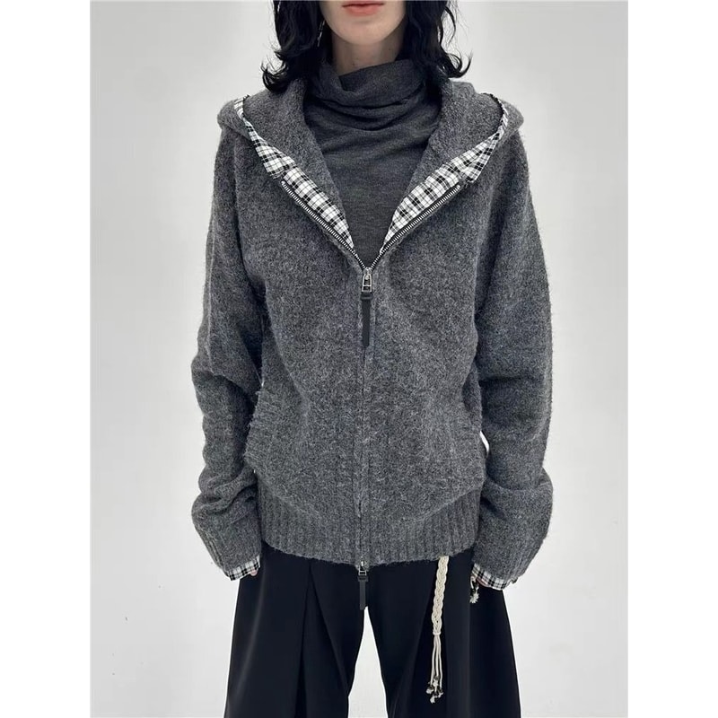 Vintage Korean Harajuku Black Jackets Subculture Gothic Women Coats With Hoodies Faux Fur Coat Fema 1