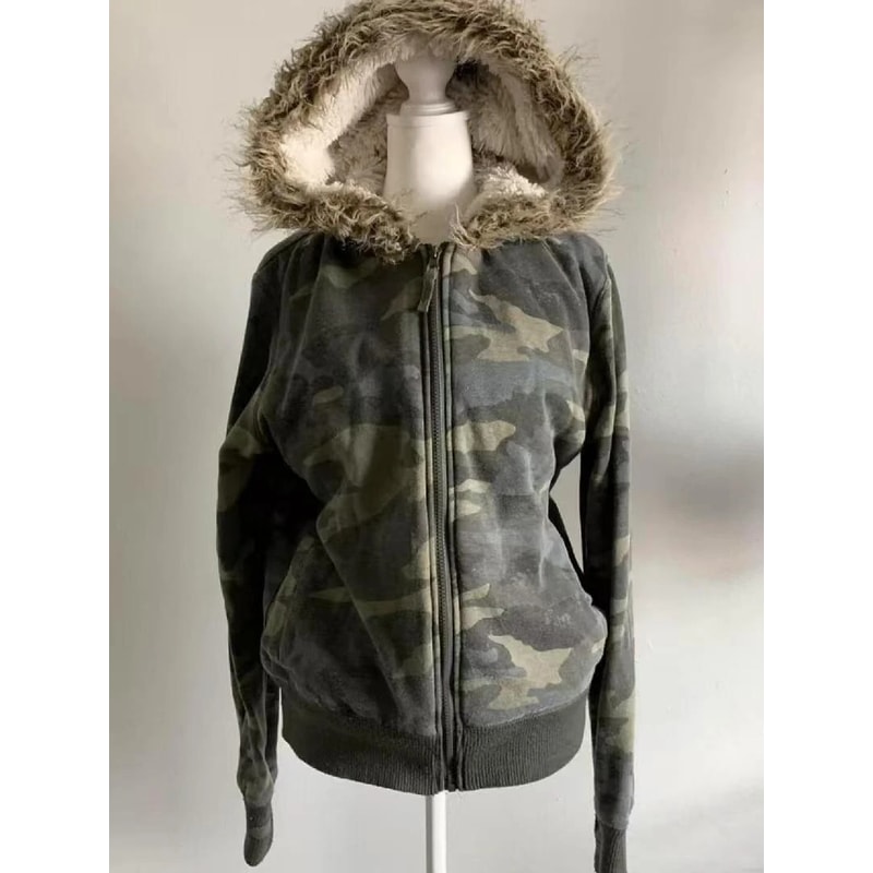 Vintage Korean Harajuku Black Jackets Subculture Gothic Women Coats With Hoodies Faux Fur Coat Fema 6