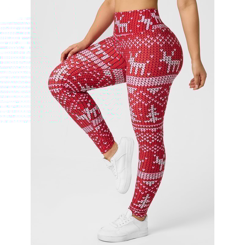 Hip Lifting Tummy Tuck Outdoor Leggings Christmas Print Women Leggings Slim Elastic Bottoms Festive 4