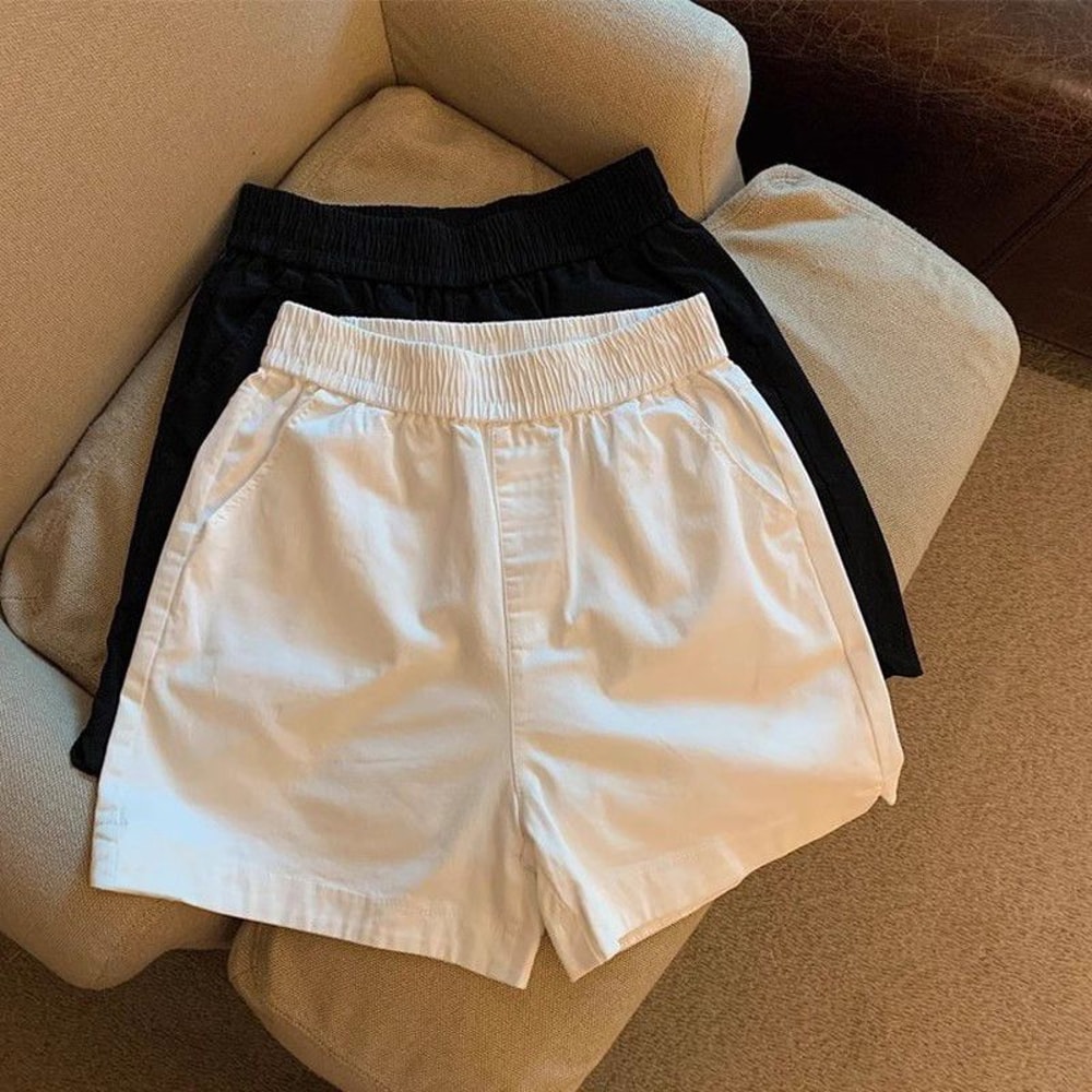 White Shorts For Women Elegance Women Shorts High Waisted A Line Slim Casual Hot Girl Straight Pant 3