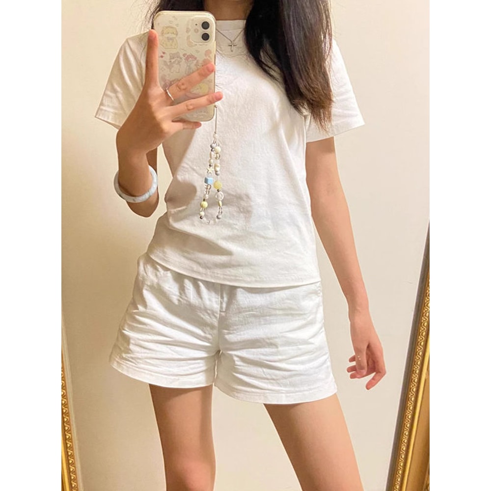 White Shorts For Women Elegance Women Shorts High Waisted A Line Slim Casual Hot Girl Straight Pant 2