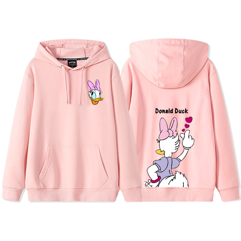Womens Autumn Winter Anime Cartoon Disney Donald Duck Daisy Duck Couple Hooded Hoodie Coat Hoodie S 2