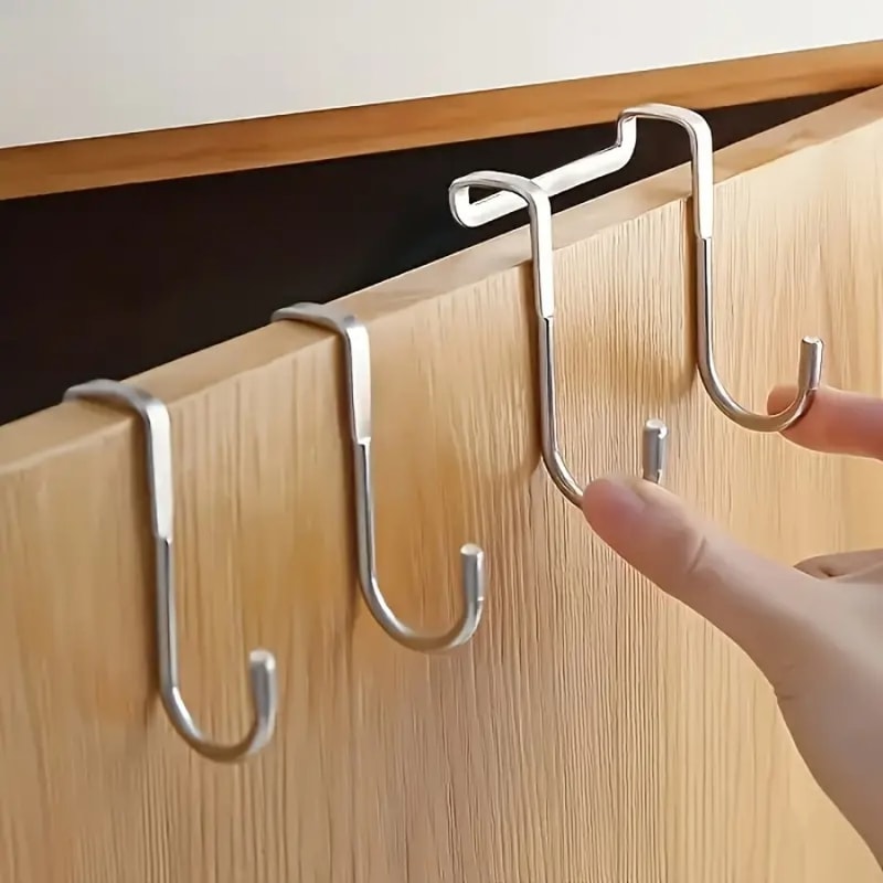 Easy To Install Silver Metal Seamless Hook, No Drilling Required for Kitchens Bathrooms and Wardrobes