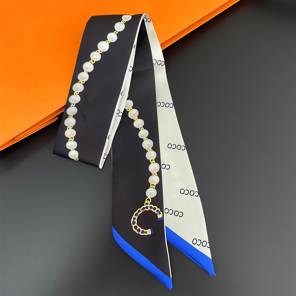 Womens Doublesided Twill Thin Ribbon Headband French Elegant Black And White Tied Handle Bag Long S