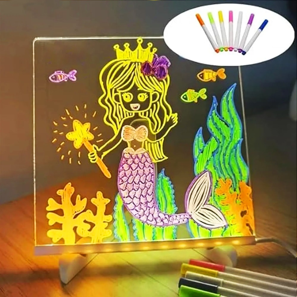 LED Note Board With Night Light Colorful DIY Acrylic Message Board Childrens Drawing Board Kids Bir 1