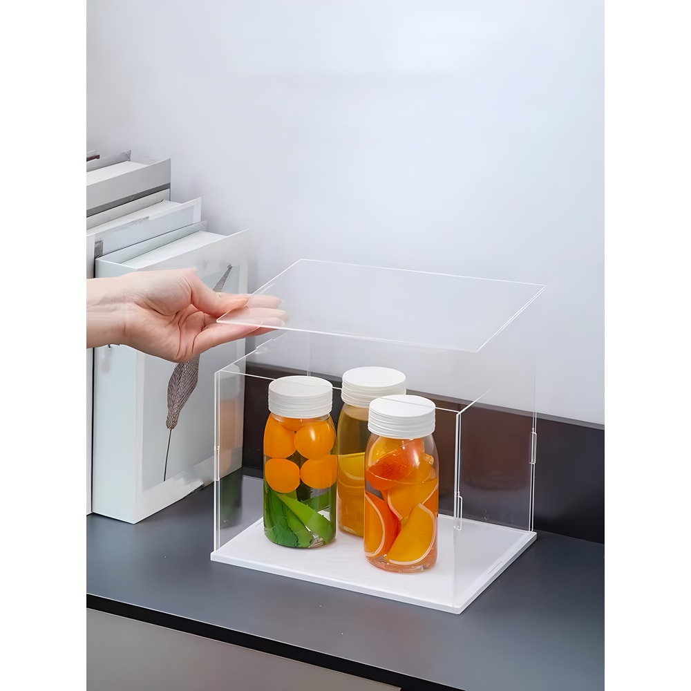 Acrylic Display Case Clear SelfAssembly Transparent Dust Proof Protection Showcase With White Base 2