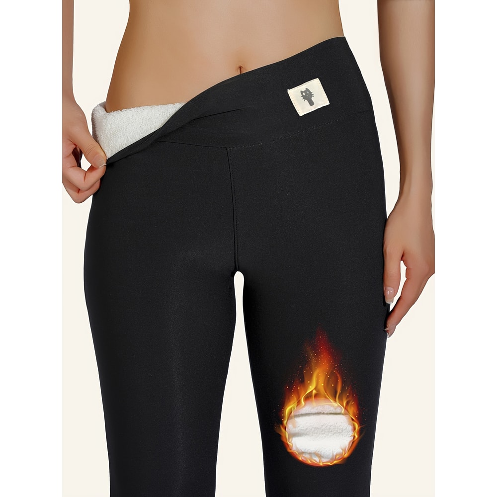 Winter Thicken Warm Leggings For Women Lamb Cashmere Joggers High Waist Fleece Tights Slim Velvet E 1