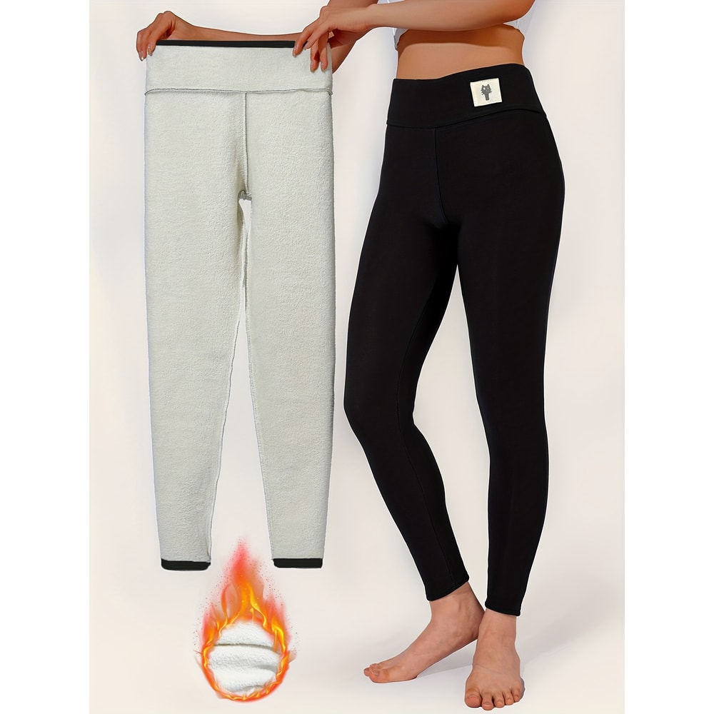Winter Thicken Warm Leggings For Women Lamb Cashmere Joggers High Waist Fleece Tights Slim Velvet E 4