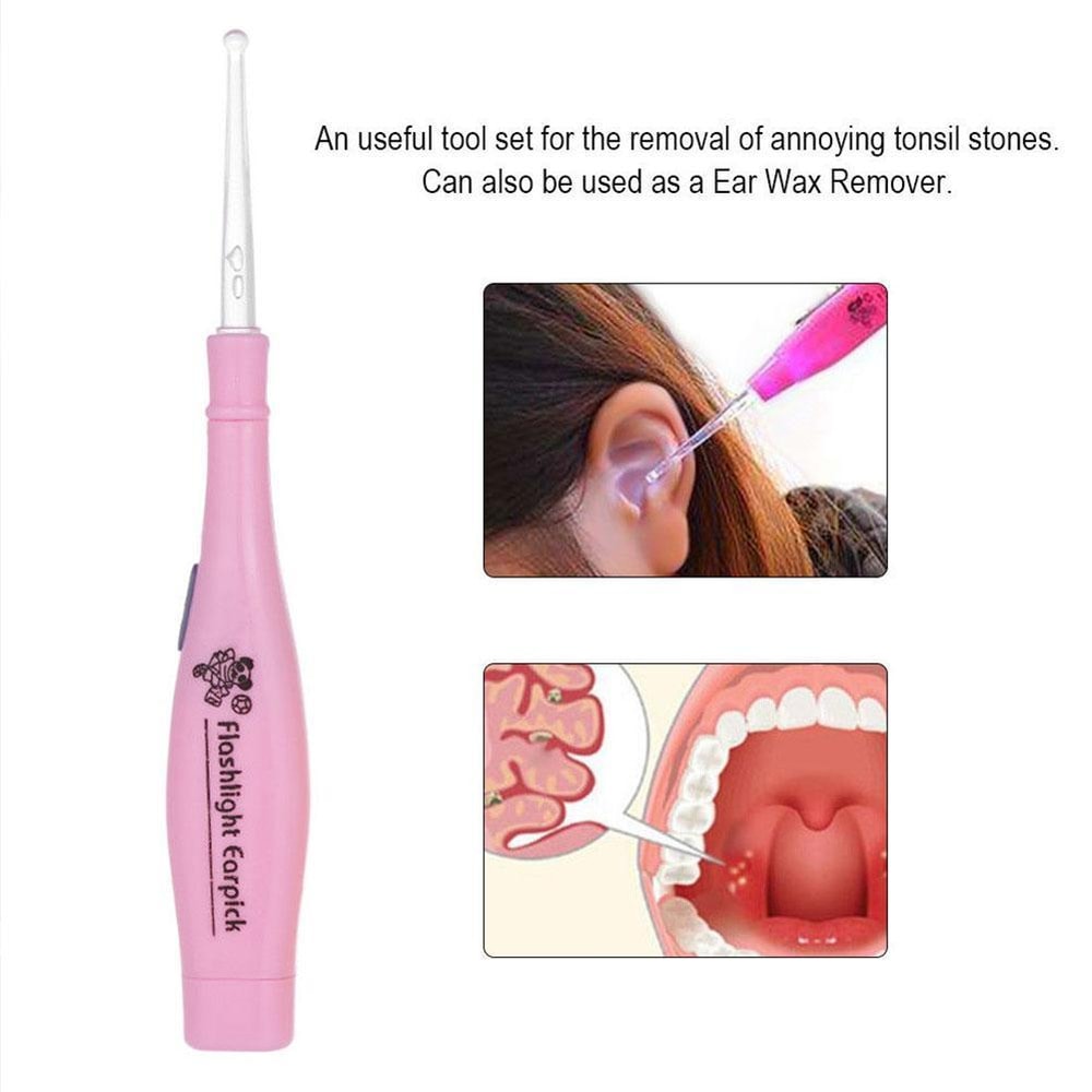 LED Light Tonsil Stone Remover Tool Steel Earpick Earwax Remover Tips Ear Care Irrigator 2