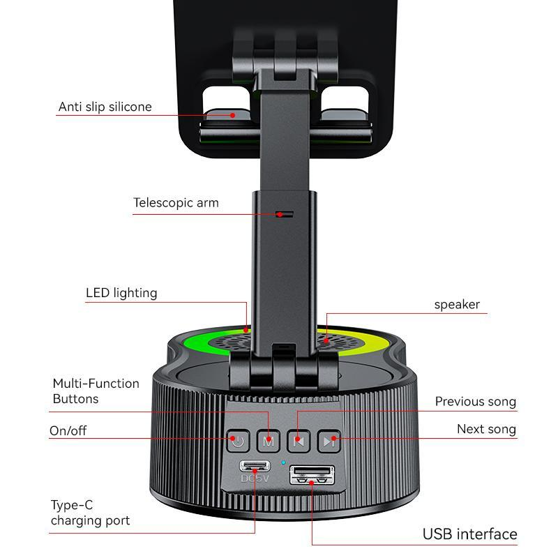 Adjustable Tablet Bracket Support New Cell Phone Holder Stand With LDE Light Bluetooth Speaker Port 1