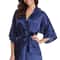 Women Silk Bridesmaid Robes Sexy Navy Blue Satin Kimono Bathrobe New Silk Robe Ladies Dressing Gown 4