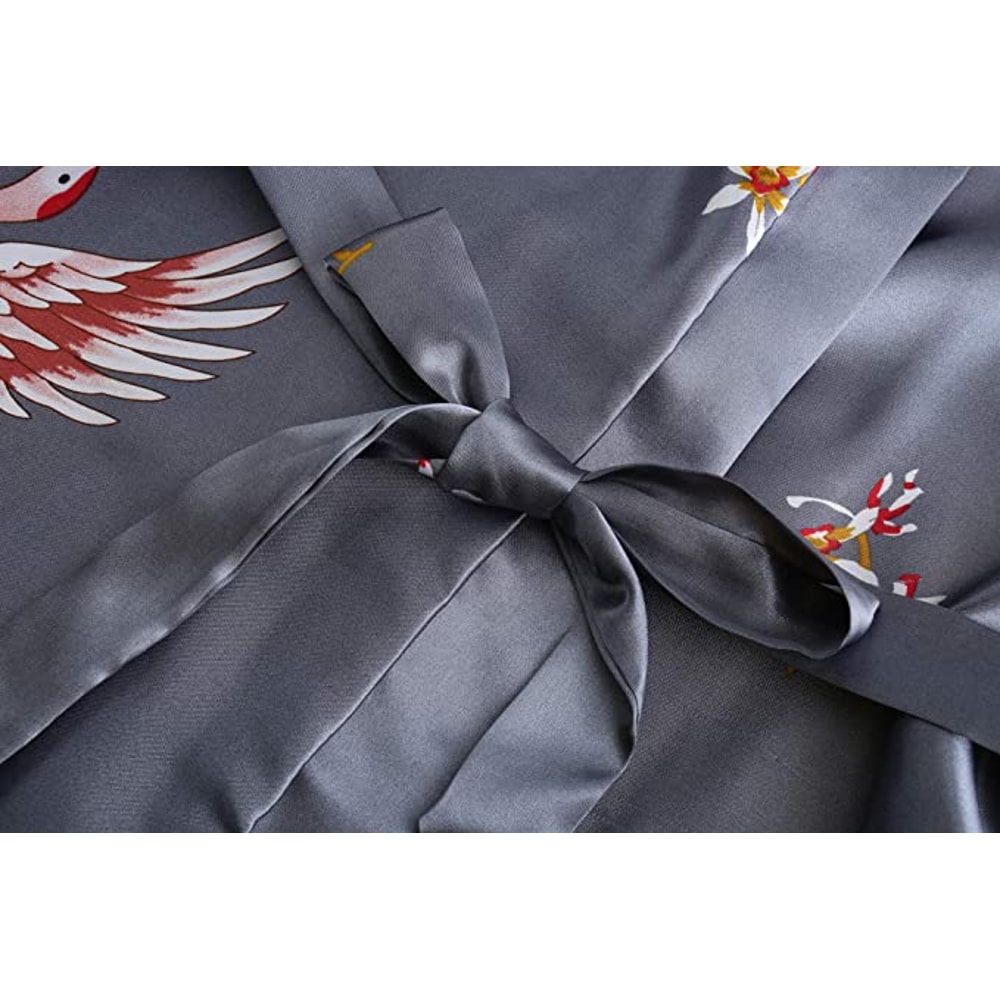 Wedding Silk Satin Robe Bridesmaid Kimono Bathrobe Floral Short Night Gown Fashion Bathrobe For Wom 1