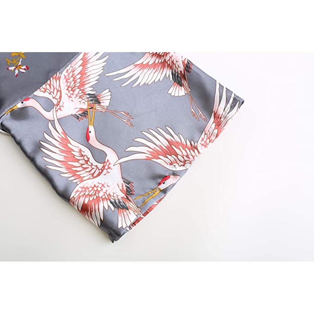 Wedding Silk Satin Robe Bridesmaid Kimono Bathrobe Floral Short Night Gown Fashion Bathrobe For Wom 4