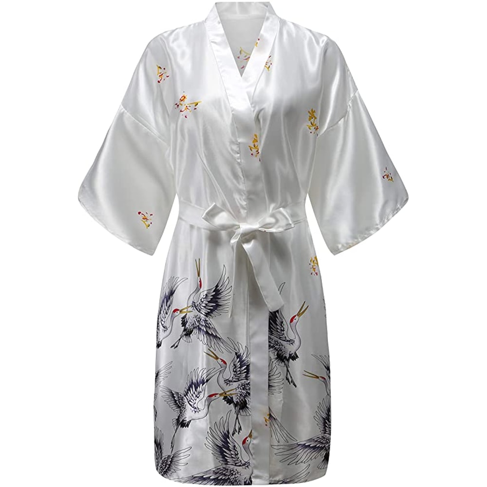 Wedding Silk Satin Robe Bridesmaid Kimono Bathrobe Floral Short Night Gown Fashion Bathrobe For Wom 10