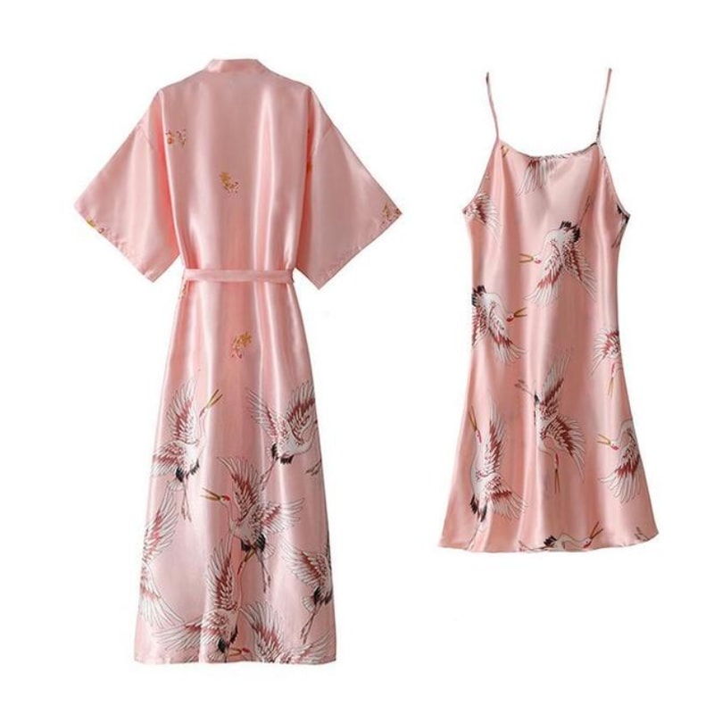 Sexy Nightwear Gown Women Pyjama V Neck Silky Sleepwear Spring Lady Sleep Suit Robe Homewear Neglig 1