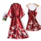 Sexy Nightwear Gown Women Pyjama V Neck Silky Sleepwear Spring Lady Sleep Suit Robe Homewear Neglig 4