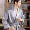 Bathrobe Silk Long Dressing Gown Men Bath Robe Satin Print Gold Geometric Lounge Nightgown Plus Siz 3
