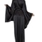 Women Solid Robes Black Red Long Sleeve Nightgown Spring Lace Silk Satin Sleepwear Female Bathrobe 3