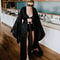 Women Solid Robes Black Red Long Sleeve Nightgown Spring Lace Silk Satin Sleepwear Female Bathrobe 1