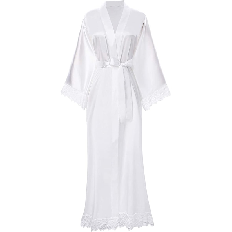 2019 New Silk Satin Lace Robes Bridesmaid Bride Robes Wedding Long Robe Bathrobe Womens Robe Linger 2